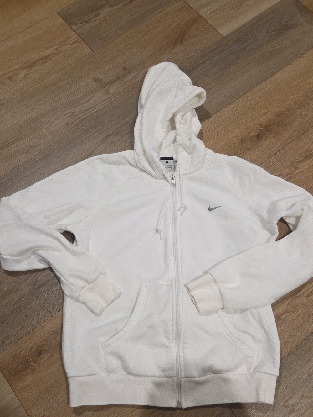 Nike Kids White Full-Zip Hooded Jacket with Swoosh